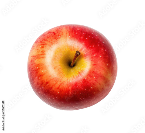 Red apple isolated on transparent background, top view, Generative AI