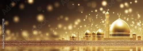 The Golden Islamic Mosque Background