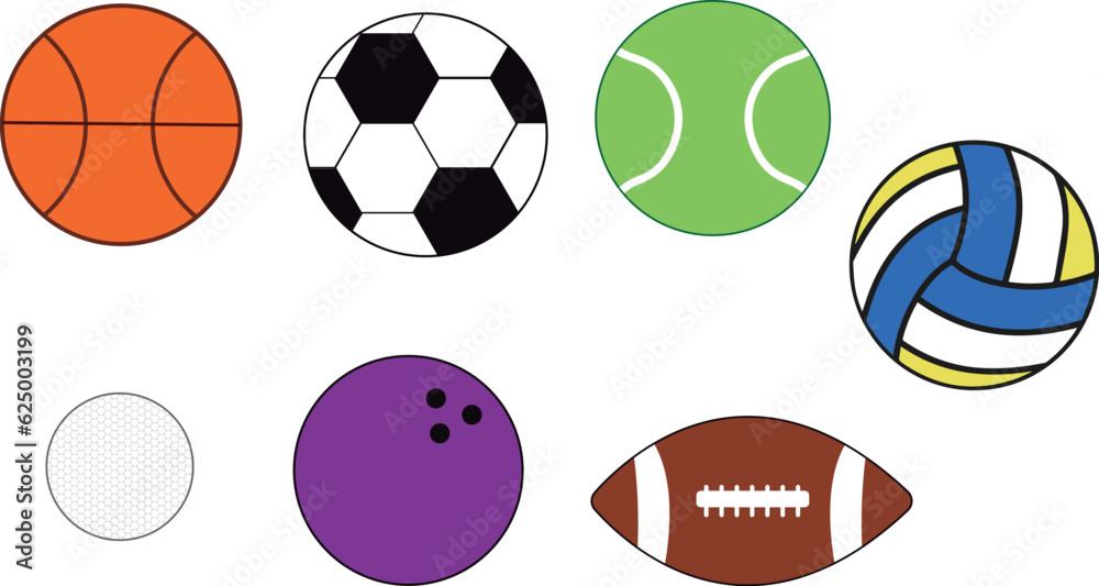 pelotas de deportes ilustradas en estilo vector flat diseño