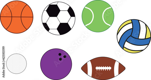 pelotas de deportes ilustradas en estilo vector flat diseño photo