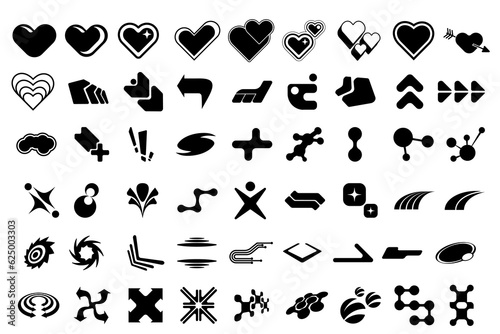 Collection of Y2K elements, a large set of retro objects for design, Retro futuristic elements for design.