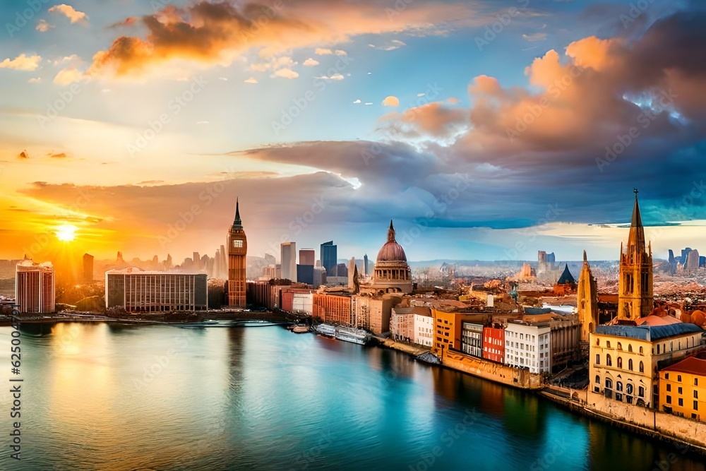 Obraz premium sunset in the river