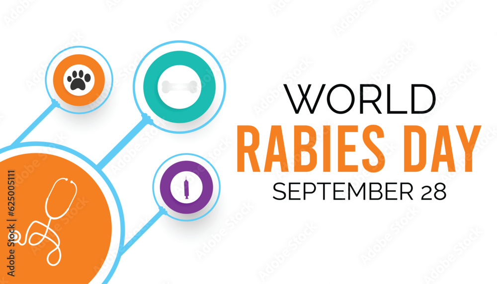 World Rabies day is observed every year on 25 September. banner, poster, card, background design.