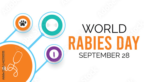 World Rabies day is observed every year on 25 September. banner, poster, card, background design. photo
