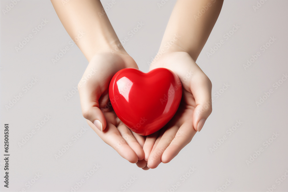 Obraz premium hands holding heart, world heart day illustration, create using generative AI tools