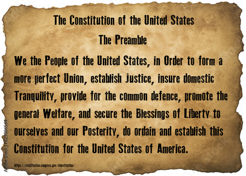 Constitution of the United States is the fundamental governing document of the United States of America. Amendments, Articles, and Preamble. photo