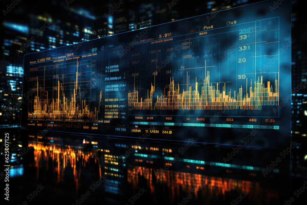 Digital generated currency exchange stock chart motion