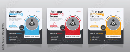 We are hiring job vacancy social media post or square web banner template