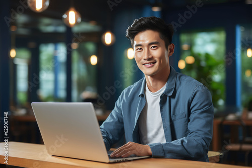 Asian freelancer working on the laptop