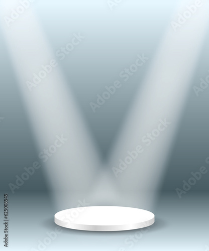 realistic white circular podium with glowing spotlight isolated or round podium with spot lightning. eps vector
