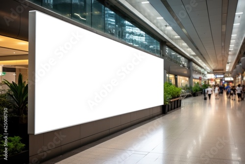 Mock up Blank billboard in modern office building, Generative AI