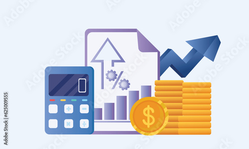 Budget visual, estimate of income and expenditure for a set period time.on white background.Vector Design Illustration.