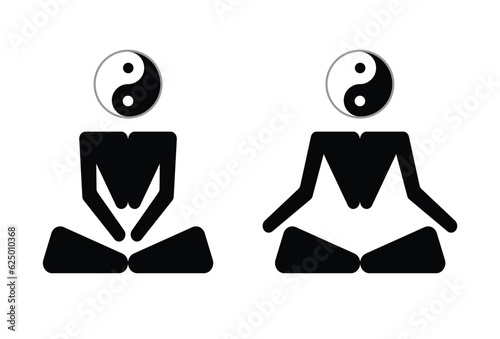 Yin-Yang meditation or meditate flat vector icon. Yoga icon for logo, poster, banner, flyer or card design. 