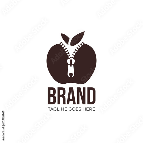 Apple and Zipper logo design idea for company, brand, store or business. vector