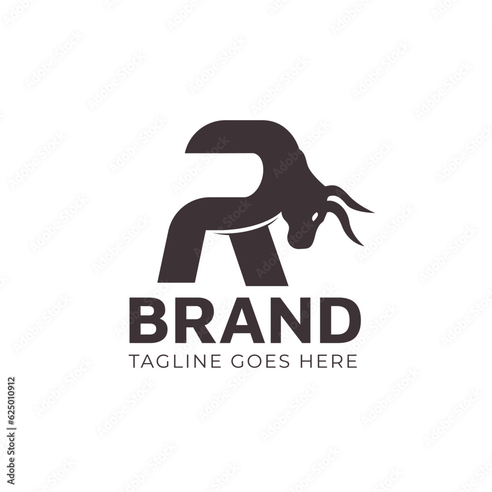 Letter R and Bull head logo design idea for company, store, online shop. vector