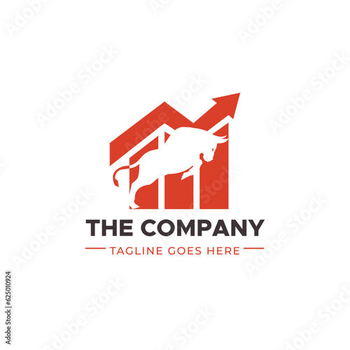 buffalo and trading chart logo design idea for company, brand, store or business. vector