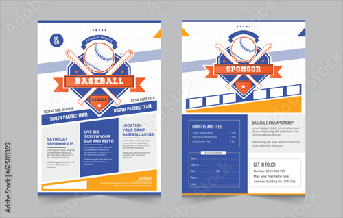 Baseball flyer design template, Double sided baseball tournament poster, vector illustration eps 10