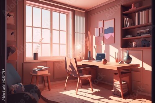 Place for reading books  home library interior  empty room with wooden bookshelves. Generative AI