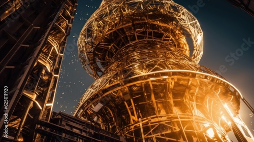 Night's Vibrant Carousel: City's Enchanting Ferris Wheel Lights Up the Fun-Filled Amusement Park!, generative AI