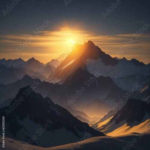 The sun is visible between the mountain ranges © T H T Dhananjaya