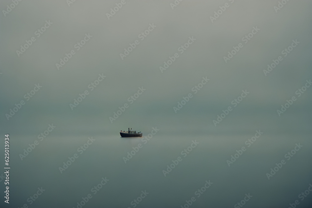 lonely boat in the fog.
Generative AI