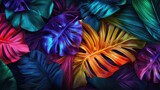 Tropical Neon Color Palette with Foliage