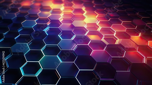 Digital Mosaic of Hexagons  Abstract Background