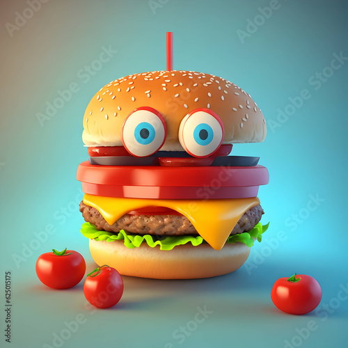 Fresh tasty burger on colorful background