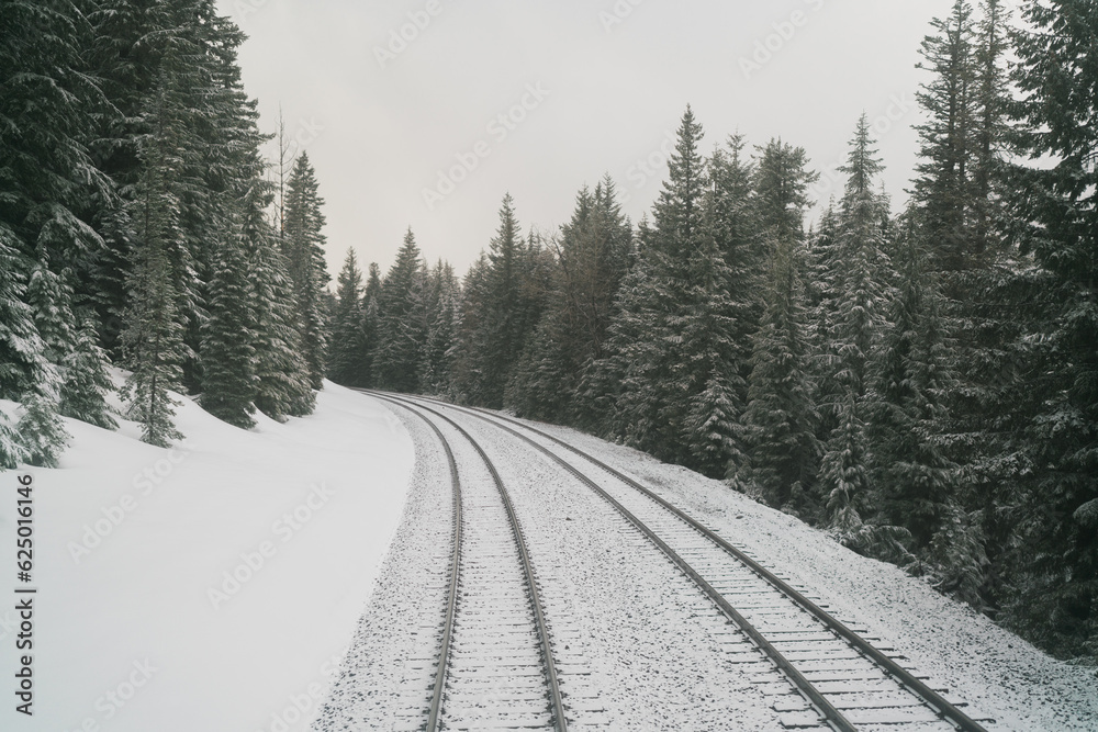 road in snow train tracks road in snow train tracks