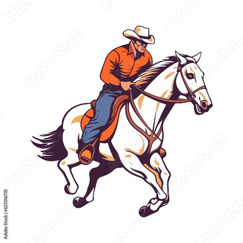 Slika na platnu cowboy riding horse vector