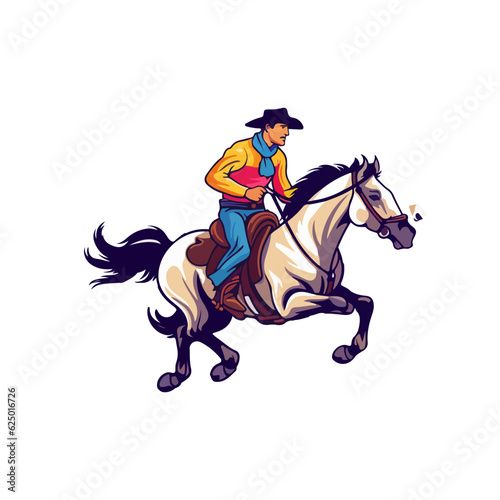 cowboy riding horse vector © praja