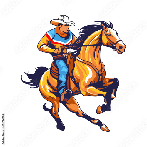 cowboy riding horse vector