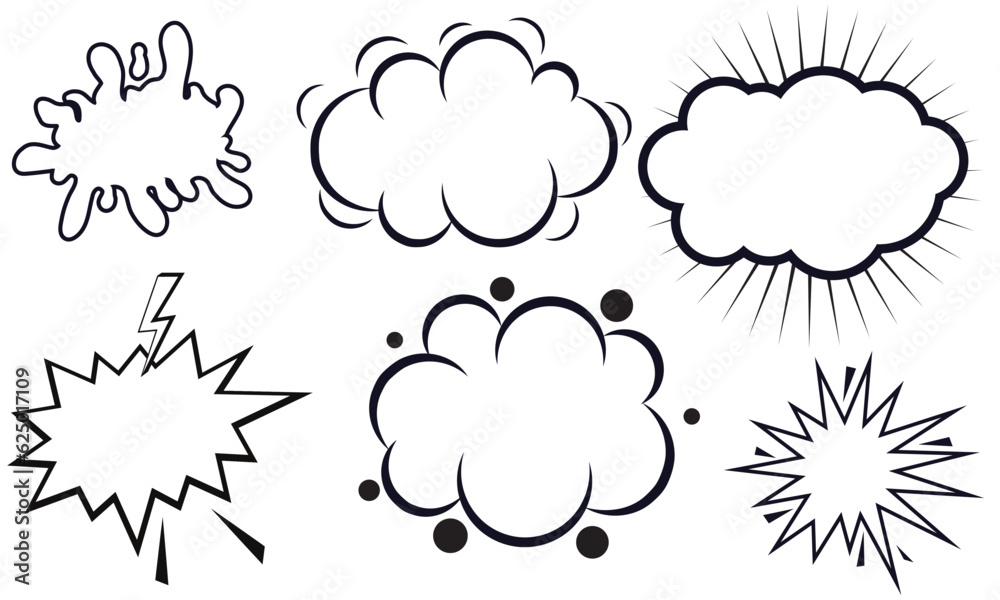 Blank comic bubbles and elements with black shadows in pop art style. Comic speech. Abstract creative vector collection white blank bubble comic text. Dialog window. Blank white banner for sale. Blank comic bubbles and elements with black shadows in pop art style. Comic speech. Abstract creative vector collection white blank bubble comic text. Dialog window. Blank white banner for sale.
