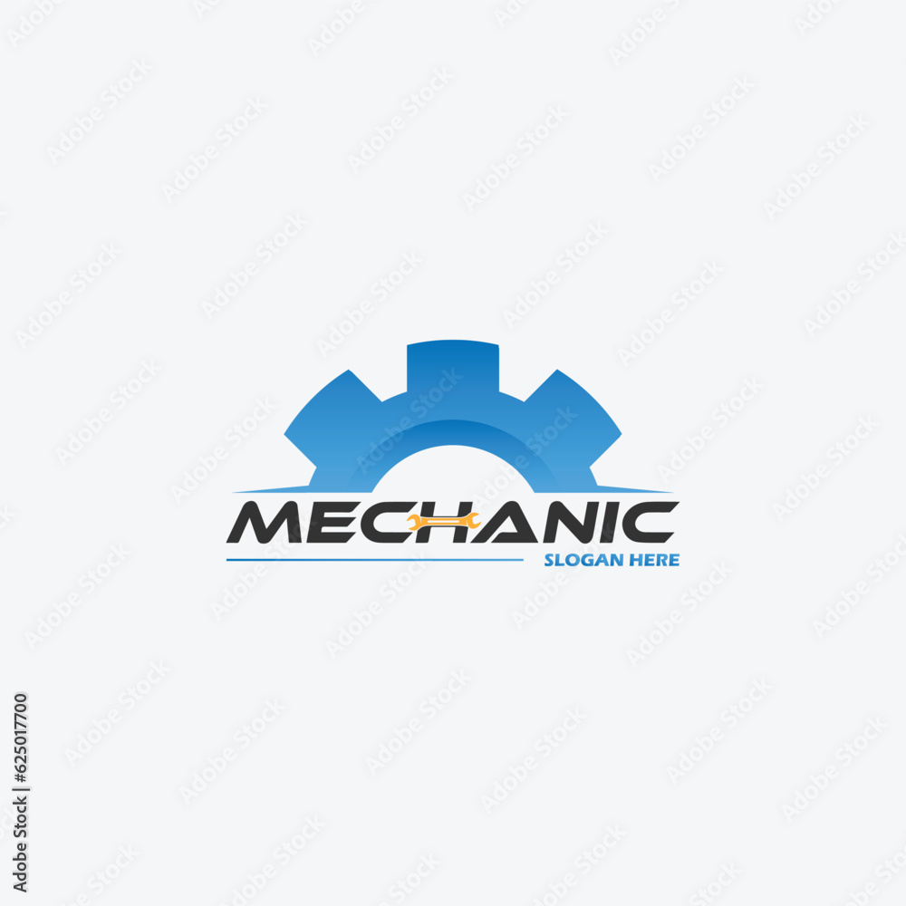 Gear and wrench mechanic logo icon vector