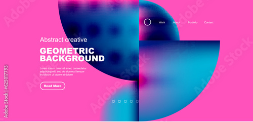 Circles, round shapes and lines with fluid gradients abstract background. Vector illustration for wallpaper, banner, background, leaflet, catalog, cover, flyer