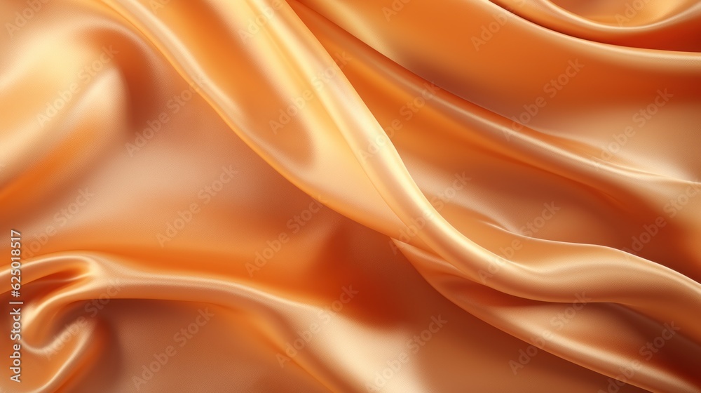 Fototapeta premium 3D rendering of light brown silk satin golden orange yellow gradient luxury golden luxury background. Sparkle shimmer. Veil. Veil. Texture. Christmas, Birthday, Autumn, Halloween.