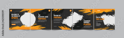 Sports instagram carousel template, set of editable social media carousel post vector illustration eps 10