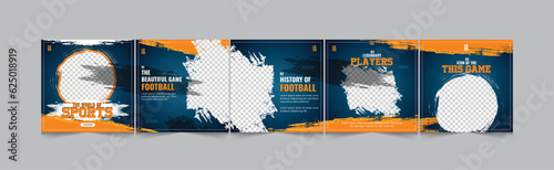 Sports instagram carousel template, set of editable social media carousel post vector illustration eps 10
