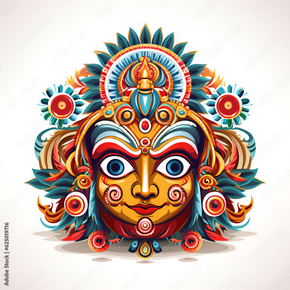 Colorful Face with Flowers and Leaves Colorful Face with Flowers and Leaves