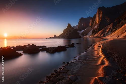 sunset on the beach generated by AI technology © Joun