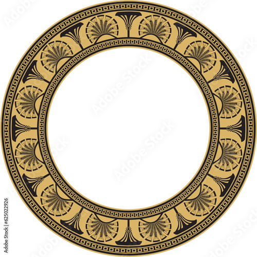 Vector gold seamless round Egyptian ornament. Infinite circle, ring, border, Ancient Egypt frame.