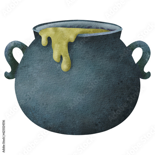 Photos Dark cauldron with a thick green potion