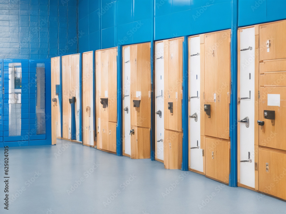 row of lockers in the school, back to school