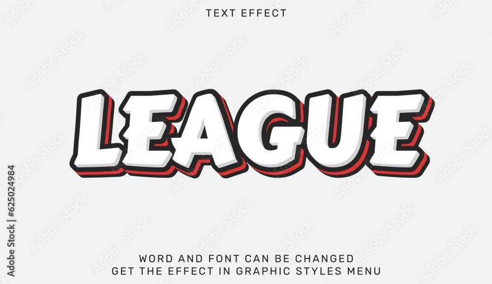 Fototapeta premium League editable text effect in 3d style. Text emblem for advertising, branding, business logo