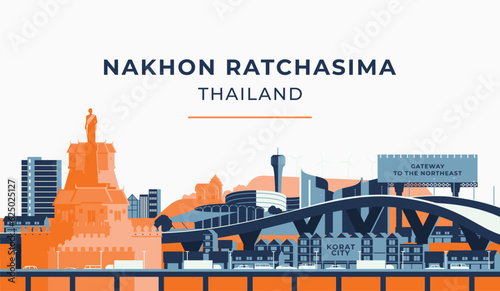 Korat Nakhon Ratchasima City Thailand in Vector Art