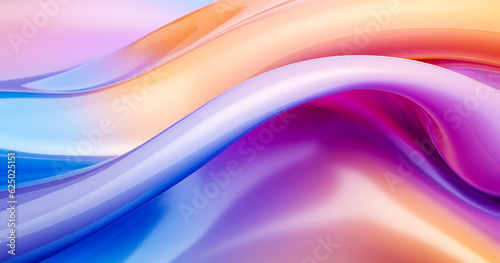 Abstract grainy 3d render holographic iridescent wave in motion colorful background. Dreamy gradient design element for banners, backgrounds, wallpapers and cover