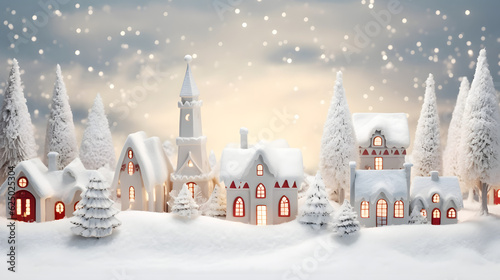 Winter Wonderland: Enchanting Vintage Village in Snowy Splendor - AI-Generated