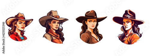 woman with a cowboy hat vector