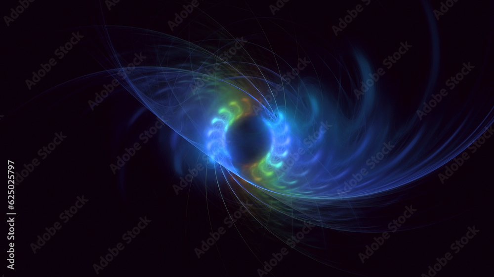 3D rendering abstract multicolor supernova fractal light background