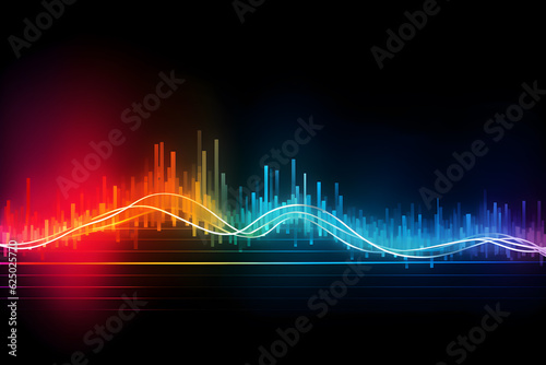 Abstract futuristic background with glowing neon moving high speed wave lines. Colorful neon sound wave technology background. Generative AI.
